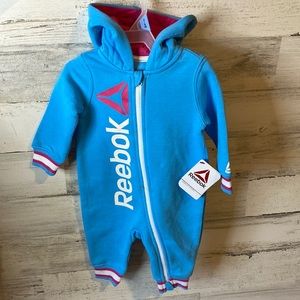 Baby Girl Reebok Hooded Romper Size 3-6 Months NEW